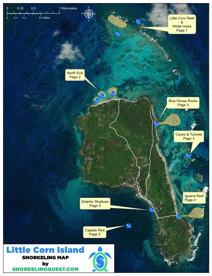 Corn Islands Snorkeling Map