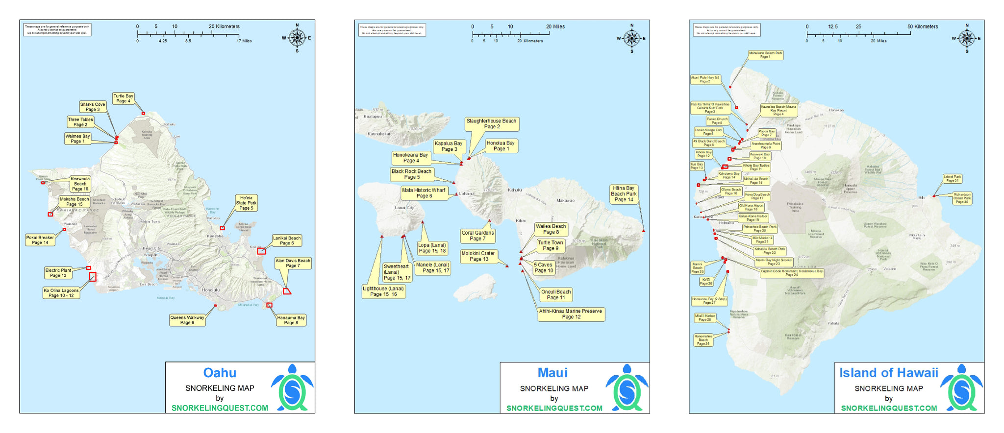 Hawaiian Islands Snorkeling Map Multi-Pack
