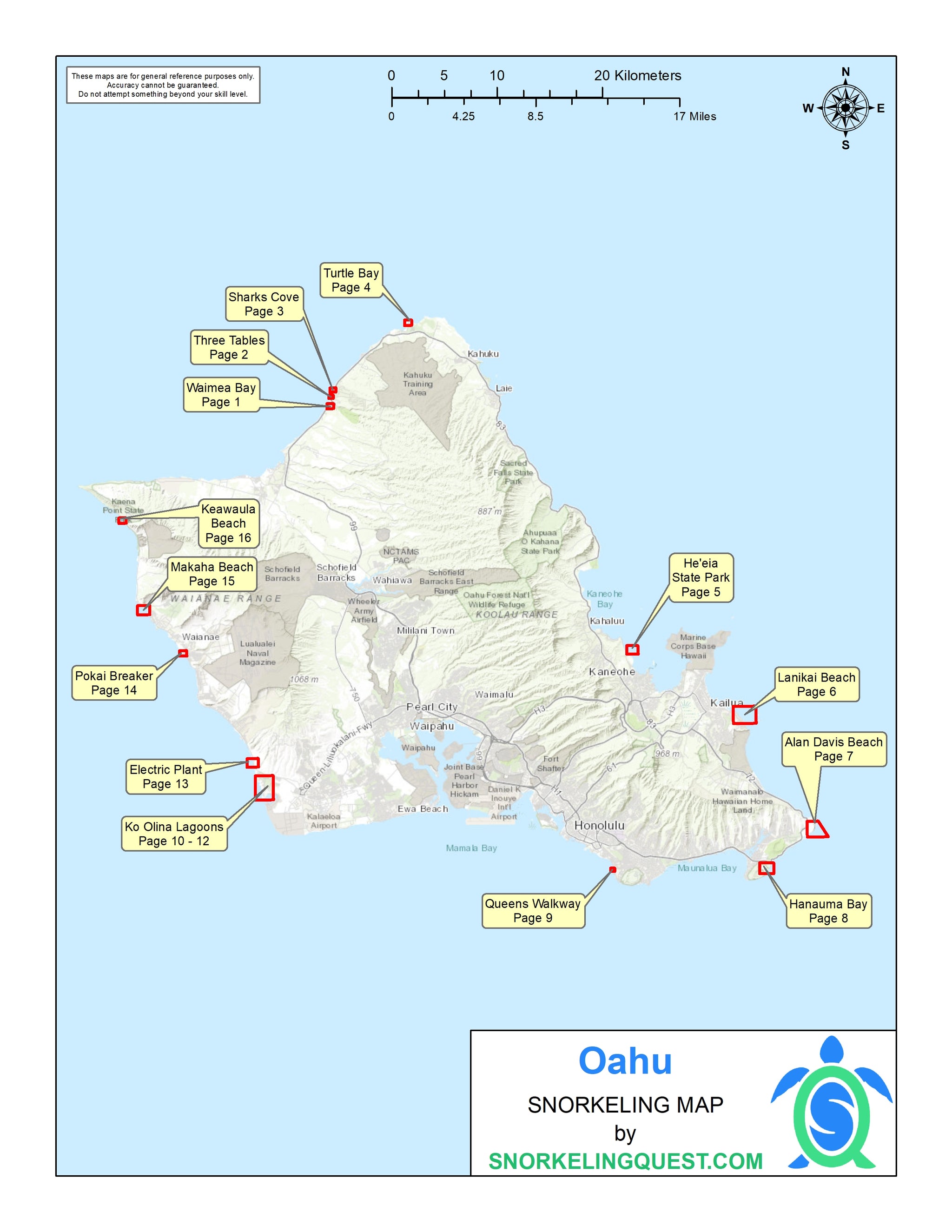Oahu Snorkeling Map