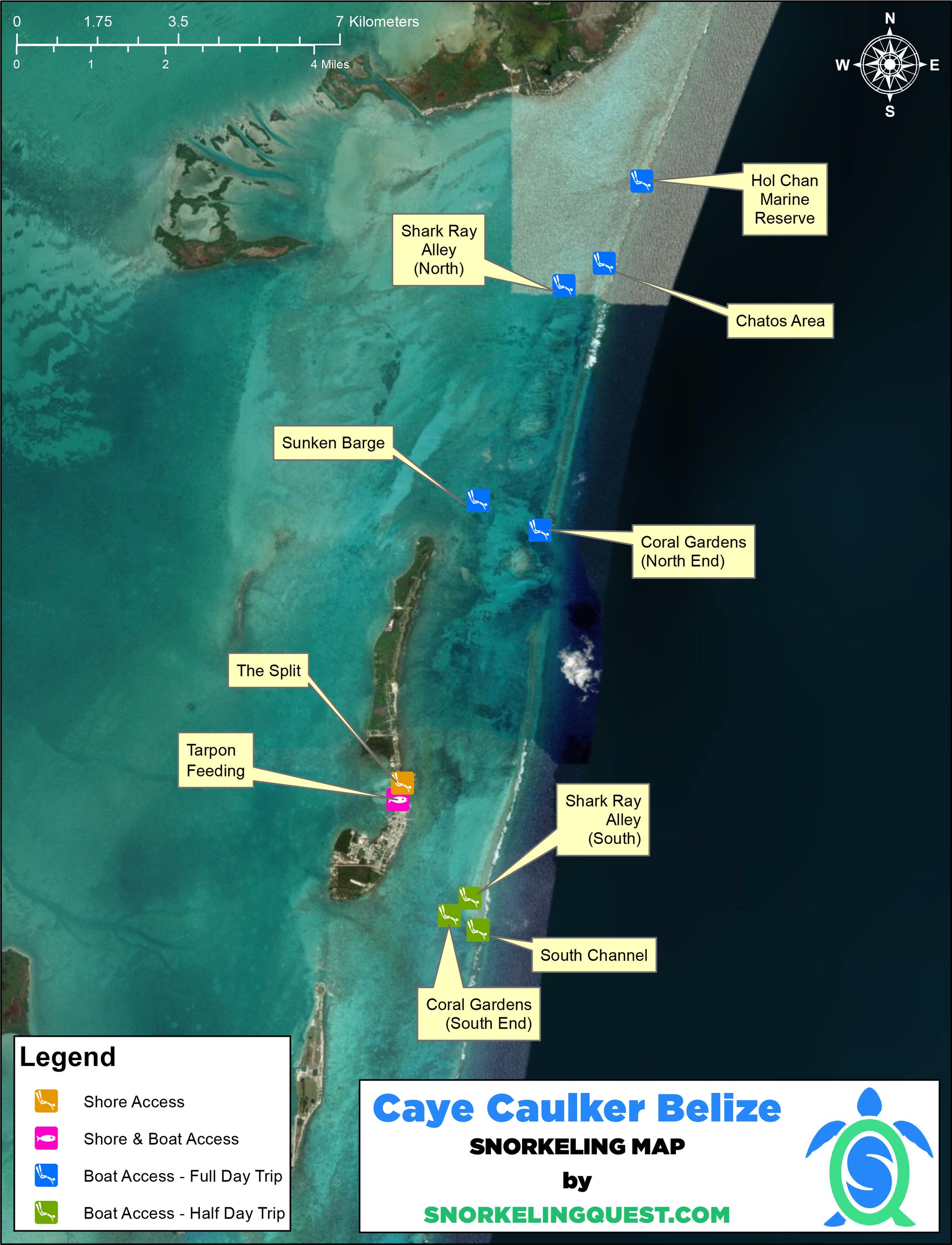 Belize Snorkeling Map