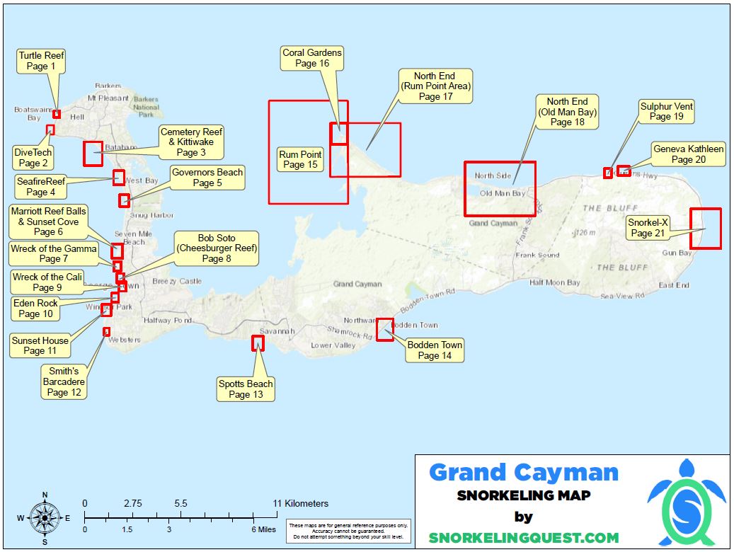 Grand Cayman Snorkeling Map